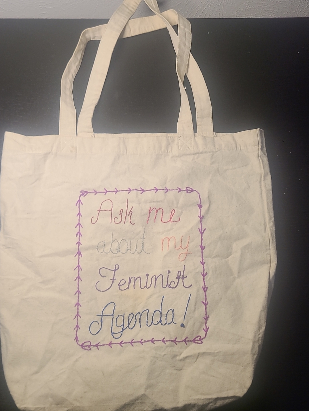 Canvas Tote Bag "Ask Me About My Feminist Agenda!"